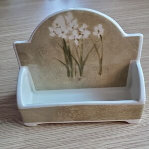 Ceramic design business card holder park bench floral art by‎ Cheri Blum